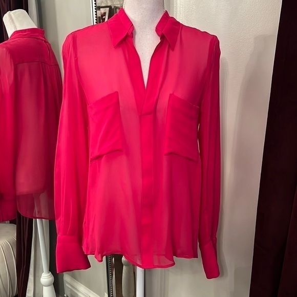 BCBGMAXAZRIA Azalea Pink Sheer Top Size Small - Picture 1 of 10